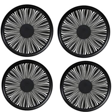 Imagem de Prato de serviço pratos de jantar de porcelana criativos conjunto de 4 padrões de várias listras pretas e brancas prato de sobremesas de cerâmica para salada de bife. Pratos seguros para micro-ondas e