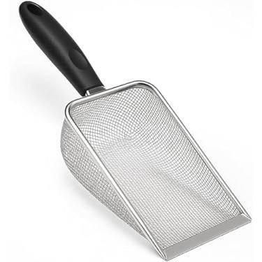 Imagem de Pá Coletora Para Caixa de Areia de Gato, Pazinha Higiênica Para Areia de Gato, Limpeza de Terrários, Gaiolas e Outros Ambientes Pets, Peneira de Aço Inox Premium
