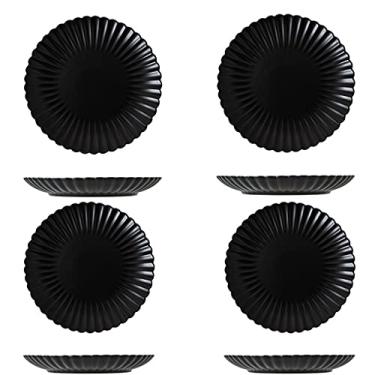 Imagem de Conjuntos de pratos de cerâmica de 25,4 cm, conjunto de 4, pratos de jantar de salada, bife, macarrão, sobremesa e aperitivo. Forno de microondas e lava-louças, seguro para cozinha, pratos de jantar