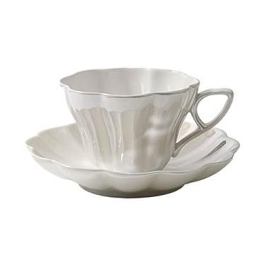 Imagem de GRFIT Caneca Requintada Bone China Conjunto de Xícara de Café com Prato Caneca de Chá da Tarde Vintage Xícara de Leite Conjunto de Chá, Caneca de Café 200ML (Cor: Preto)