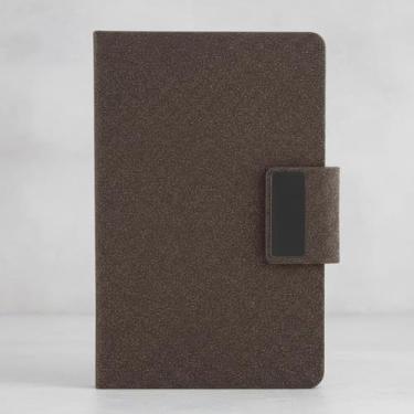Imagem de Caderno Executivo A5 – Capa PU + Fibra de Café/Chá • 80 fls 70 g/m² • Fecho Magnético + Suporte para Caneta, Presente Corporativo (Café)