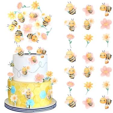 Imagem de Rsstarxi 63 Pack Edible Bee Cake Topper Wafer Paper Oh Babee Cupcake Toppers for Honeybee Theme Bee Baby Shower Kids Birthday Party Cake Decorations Supplies