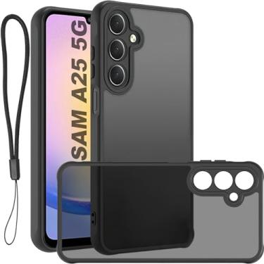Imagem de USTIYA FG Capa para Samsung Galaxy A25 5G Case Matte Acrílico Uso Resistente Protetora de Câmera Capinha Acessórios para Celular com Cordão Preto
