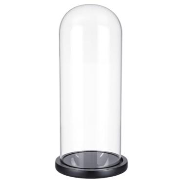 Imagem de UNICRAFTALE Cúpula de vidro cloche transparente com base de 30,5 cm de altura, feita à mão, vidro cloche antigo, colecionáveis, decorativo, para suculentas, plantas, medalhas, fotos, luzes de fadas