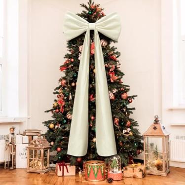 Imagem de Knitgrip 50 x 188 cm Arcos de veludo extragrandes de Natal decoração de topo de árvore de Natal gigante para decoração de guirlanda de casa decoração de festa de casamento aniversário (bege)
