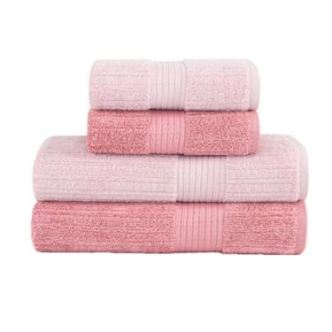 Imagem de Toalha de Banho e Rosto Buddemeyer Luxo Fio Penteado 4 Peças Premium Alta Absorção Cor:Rosa P. 3137 e Rosa 1997