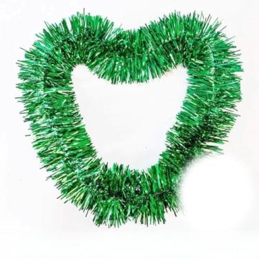 Imagem de Kit 5 Festão De Natal Decoração Árvore De Natal 10cm * 2m Dourado Prata Verde Azul Vermelho Brilhante (Kit 5 Verde)