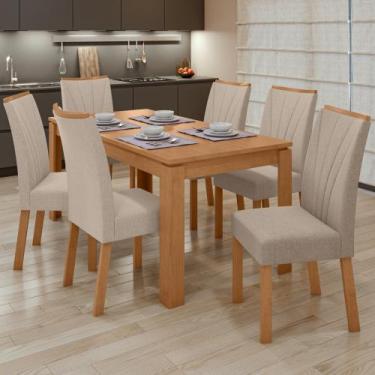 Imagem de Conjunto Sala de Jantar 6 Lugares Retangular Tampo MDF Mesa Athenas co