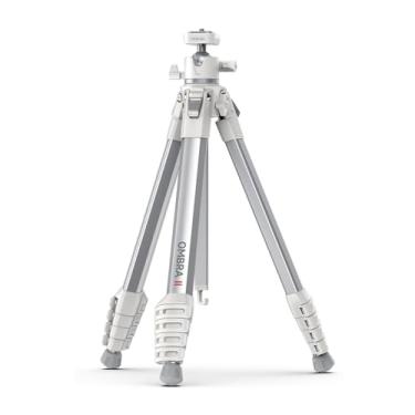Imagem de Tripé Fotográfico De Viagem Ombra II T155 Branco 1,56m Leve e Compacto Para Câmera DSLR e Mirrorless Capacidade Carga 10kg Cabeça Esférica 360° Quick-Release Uka F38 e Suporte Celular