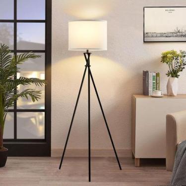 Imagem de Luminária de chão Luvkczc 155cm Tripé Preto Branco Sombra