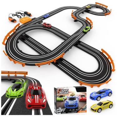 Imagem de Pista de Corrida Slot Car com 4 Carros de Alta Velocidade e Controle para Crianças Acima de 4 Anos, Wupuaait, Colorido