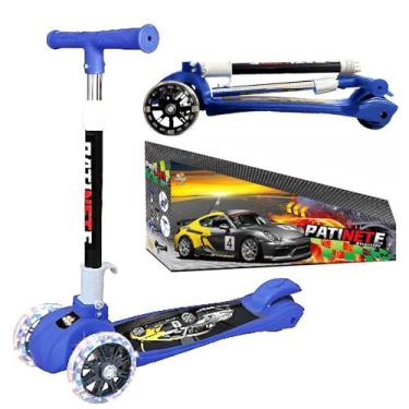 Imagem de Patinete Super Scooter Carros 3 Rodinhas Reforçado com Luz Azul - Toy 