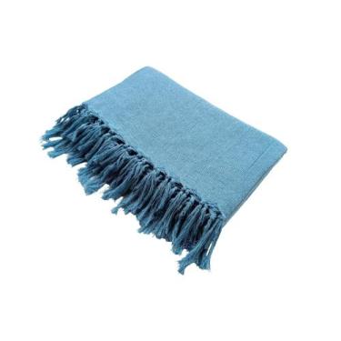 Imagem de Manta para Sofá 2,40 x 1,80 na cor Azul Bebê 100% Algodão Luxo - Dona 