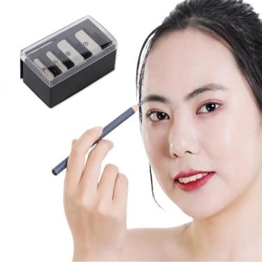 Imagem de Apontador de lápis de maquiagem multifuncional com 5 compartimentos para delineadores, delineadores labiais e lápis de sobrancelha, design portátil