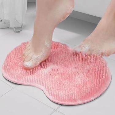 Imagem de Tapete esfoliante para pés de chuveiro com ventosas de silicone, limpador de pés, escova que não dobra para banheiro, chão, spa, massagem, almofada de cuidados com os pés para adultos uso doméstico