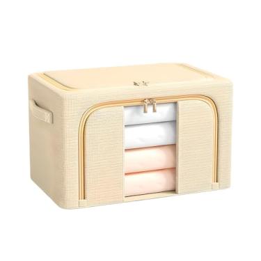 Imagem de Caixa Organizadora Dobrável Life Bege 50x40x33cm Grande para Organização de Guarda-Roupa, Brinquedos e Roupas Versátil e Prático