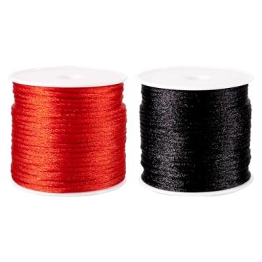 Imagem de 2 rolos de nylon com cordão de cetim de rabo de rato trançado de 1,5 mm, pulseira da amizade, cordão de nó para artesanato de macramê Kumihimo Dream Catchers cabelo trançado