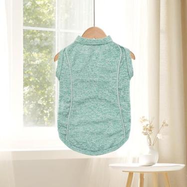 Imagem de Camisetas para cães sem mangas de secagem rápida com tiras refletivas: roupas ideais para animais de estimação para filhotes ativos. Verde escuro GG