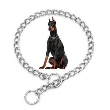 Imagem de Coleira para cachorro com estrangulamento prateado, aço inoxidável, corrente de metal, para treinamento, gargantilha para cães, para cães de raça PP, PP, médio, grande, grande, G