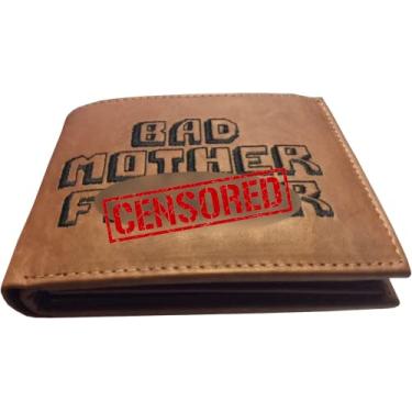 Imagem de Carteira BMF masculina original com duas dobras bordada marrom couro legítimo versão alta (marrom)