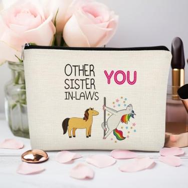 Imagem de Best Sister in Law Bolsas de Maquiagem para Mulheres, Cunhada Dia das Mães Presentes de Aniversário Bolsa Cosmética, Bônus Sisters Bolsa de Maquiagem com Zíper