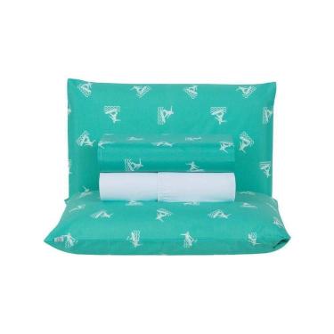 Imagem de Jogo De Lençol 4 Peças Casal Percal 180 Fios Homme 60% Algodão 40% Poliéster - Liberty Azul Ocean