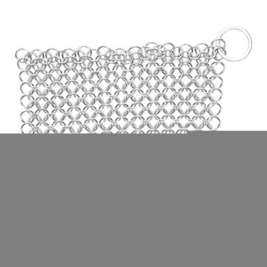 Imagem de Generic Limpador de ferro fundido, esfregão compacto de aço inoxidável, esfregão multifuncional de cota de malha para frigideiras, grelhas e panelas de ferro, 5x5 Inch