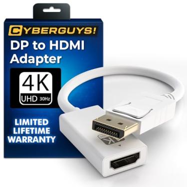 Imagem de Cyberguys DisplayPort (DP) para cabo adaptador HDMI, conversor macho 4K @30Hz DP para HDMI fêmea, conector banhado a ouro com trava segura, compatível com Dell HP Lenovo ASUS, computador para monitor