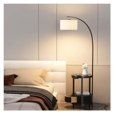 Imagem de Luminária de chão Luminária de chão moderna com 3 temperaturas cor e mesa lateral gaveta(Preto)