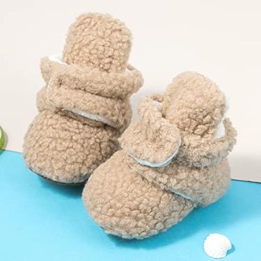 Imagem de Botas para bebês meninos meninas macias inverno quente lã confortável botas de algodão antiderrapante sapatos para berço, 03 cáqui, 12-18 Months Toddler