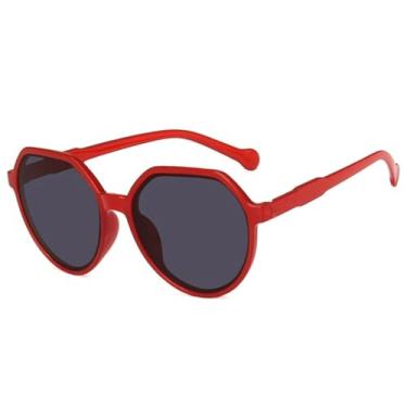 Imagem de JRLLFD Óculos de sol ovais de luxo da moda, femininos, vintage, armação grande, masculino, proteção UV400 (vermelho, cinza)