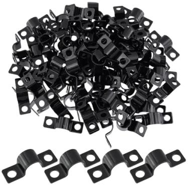 Imagem de Pastlla Braçadeira de tubo em forma de U, grampos de suporte U de 0,39 polegadas (10 mm), clipes de laço de prateleira de arame, conector resistente para cabos de conduíte, (preto, adequado para 10 mm