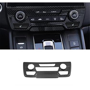 Imagem de Bishop Tate Para Honda CR-V 2017 2018 2019 2020 2021 acessórios interiores de carro console frontal interruptor de ar condicionado moldura decoração guarnição ABS fibra de carbono preto 1 peça