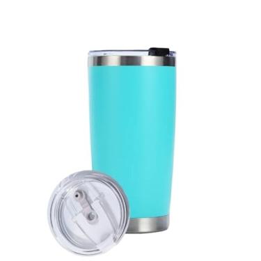 Imagem de Garrafa TéRmica PortáTil，Copo Cafe Termico Copo TéRmico 360ml com Tampa MantéM Bebidas Geladas e Quentes Não Vaza Aço Inox(Turquesa)