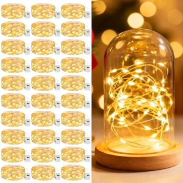 Imagem de litogo Pacote com 30 luzes LED de fadas operadas a pilha, 2 m de LED, 3 modos, mini luzes cintilantes, luz estrelada à prova d'água para casamentos, potes de pedreiro, festas, decorações de Natal