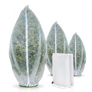 Imagem de WALWAL Capa para plantas de malha fina com cordão de zíper e cordão de proteção contra insetos e pássaros para canteiros de vegetais, árvores frutíferas, estufa (6 x 9 m)