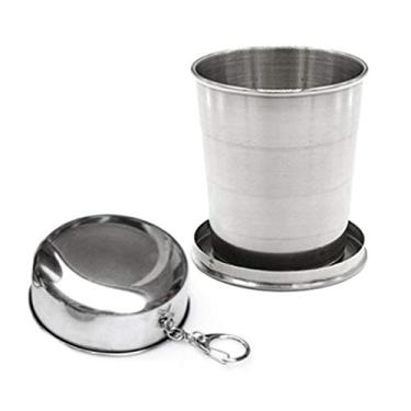 Imagem de Copo Dobrável de Aço Idável Com Chaveiro Para Viagens, Acampamento, Caminhadas, Pesca