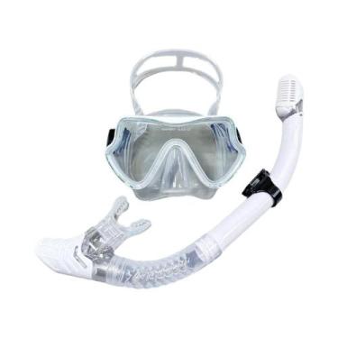Imagem de Máscara de Mergulho com Snorkel para Adultos e Jovens - Lente de Vidro