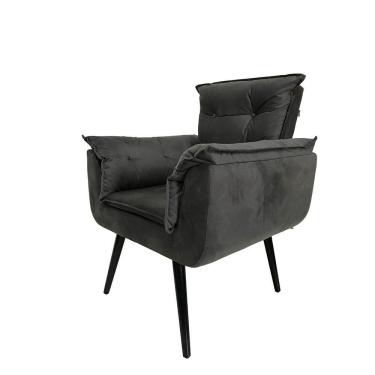 Imagem de Poltrona Opala Decorativa Suede - Grafite - Cor: Cinza