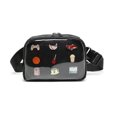 Imagem de Pochete Ita Bag, bolsa de cintura transparente com exibição, bolsa de cinto de alça ajustável para cosplay, uso diário, preta (P010-preta
