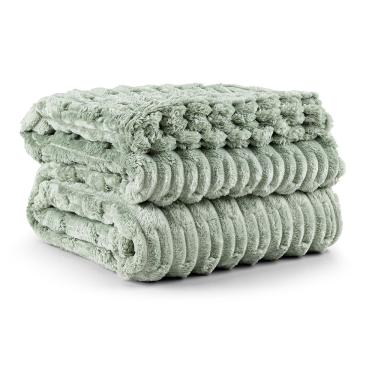 Imagem de Cobertor Coberta Polar Queen 2,40x2,20 Manta Ultrasoft Alto Relevo Extra Macia Orvalho Verde