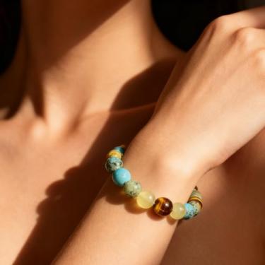 Imagem de Pulseira elástica de pedras naturais, pulseira de cristal feita à mão com contas de 8 mm para ioga, meditação e roupas diárias, One Size, Liga metálica, Sem Pedra Preciosa