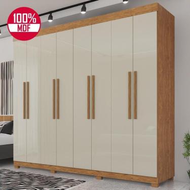 Imagem de Guarda-roupa De Casal 100% Mdf 8 Portas 4 Gavetas Itália - Tudo De Móveis Cinamomo/off