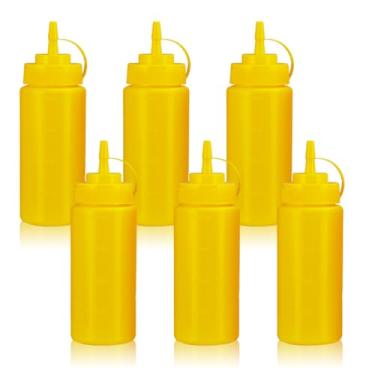 Imagem de WELKOR Garrafas de apertar para molhos, dispensador de condimentos à prova de vazamento, conjunto de garrafas de espremer de restaurante sem BPA com boca larga para ketchup, mostarda, xarope e molhos