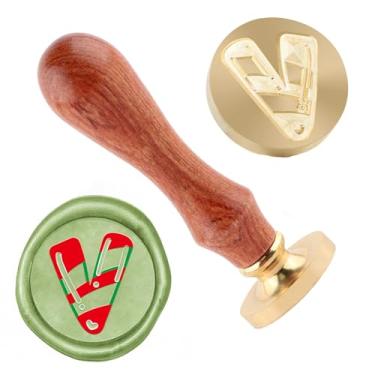 Imagem de Carimbo de lacre de cera de Natal carimbo de latão e uma alça de madeira carimbos cabeça para cartões de natal convites de festa carta envelope cartões de felicitações presentes