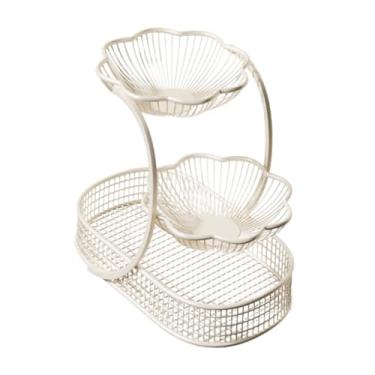Imagem de Fenteer Fruteira de, fruteira decorativa de vários andares para armazenar frutas, legumes e lanches na mesa de jantar, Branco