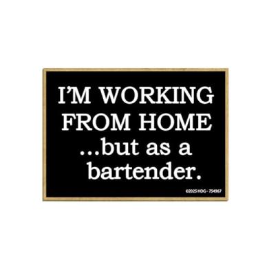 Imagem de Honey Dew Gifts, Trabalhando em casa, mas como barman, ímãs engraçados de geladeira, ímã de geladeira de cerveja, ímãs decorativos, decoração de mangueira, decoração de bar para casa, 6,3 cm por 9,5