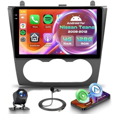 Imagem de Orderich Rádio veicular Android 4G + 128G para Nissan Teana 2008-2012 com carro sem fio CarPlay Android Auto, tela sensível ao toque de 23 cm, conexão de espelho estéreo para carro, navegação GPS