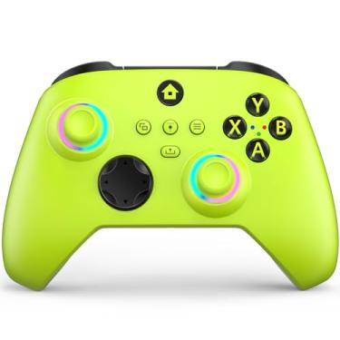 Imagem de W&O Wireless Controller Compatible With Xbox One, Xbox Series X/S, Xbox One X/S, PC, With RGB LED Light, Mappable Buttons, 3.5mm Headphone Jack, With 2.4GHZ Wireless Adapter Gamepad （Electric Volt）