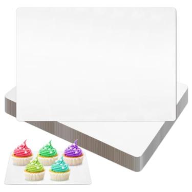 Imagem de Pacote com 25 tábuas de bolo retangulares, 33 x 24 cm, retângulo de papelão para bolo, base de sobremesa resistente à graxa, tábuas de bolos descartáveis para sobremesas, cupcakes, pizza, tortas